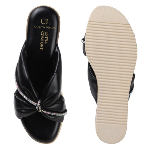 Women's Wedge Sandal with Padded Knot Detail