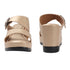 Women's Metallic Gold Wedge Mule Sandals with Buckle Detail