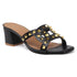 Women's Chic Black Studded Block Heel Sandals with Square Toe