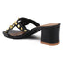 Women's Chic Black Studded Block Heel Sandals with Square Toe