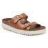 Women's Textured Tan Platform Buckle Slide Sandals