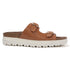 Women's Textured Tan Platform Buckle Slide Sandals