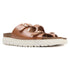 Women's Textured Tan Platform Buckle Slide Sandals