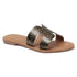 Women's Flat H-Strap Slide Sandals with Gold Metallic Speckle