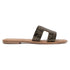 Women's Flat H-Strap Slide Sandals with Gold Metallic Speckle