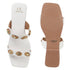 Flat Slide Sandals with Gold Medallion Embellishments