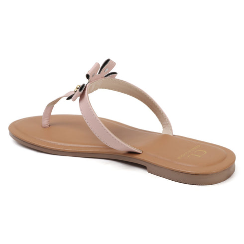 Women's Flat Thong Sandal with Studded Bow/Flower Accent