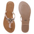 Women's Flat Thong Sandal with Studded Bow/Flower Accent