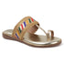 Women's Metallic Gold Flat Toe-Ring Sandal with Multicolored Woven Strap