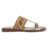 Women's Metallic Gold Flat Toe-Ring Sandal with Multicolored Woven Strap