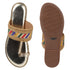 Women's Metallic Gold Flat Toe-Ring Sandal with Multicolored Woven Strap