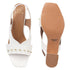White Textured Slingback Block Heels with Gold Stud Detail
