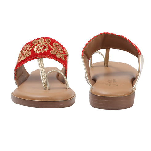 Women's Embroidered Ethnic Flat Toe-Ring Sandal