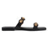 Flat Slide Sandals with Gold Medallion Embellishments