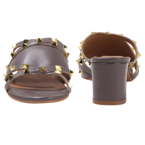 Women's Studded Crossover Block Heel Mule Sandals