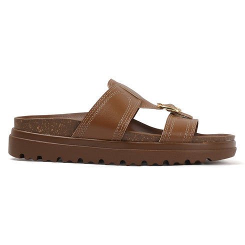 Women's Heel Sandals with Curved Strap and Silver Studs