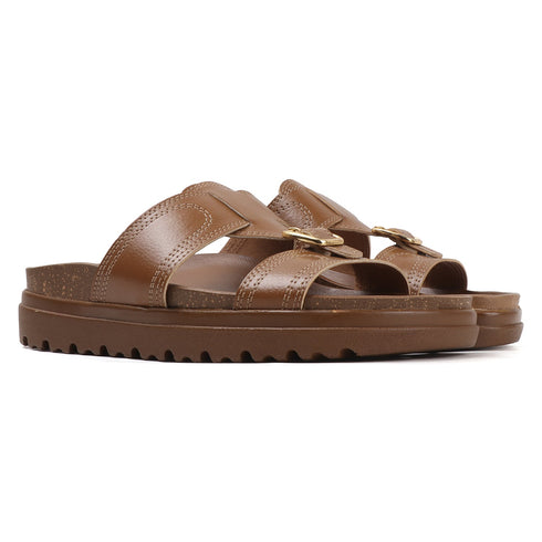 Women's Heel Sandals with Curved Strap and Silver Studs