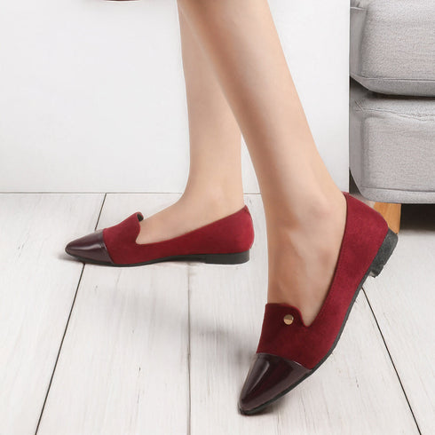 Women's Two-Tone Pointed Toe Loafers