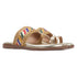 Women's Metallic Gold Flat Toe-Ring Sandal with Multicolored Woven Strap