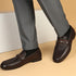 Men's Slip-Ons Textured Leather Loafers with Webbed Strap