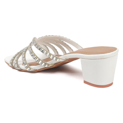 Women's Stylish Multi-Strap Rhinestone Block Heel Sandals