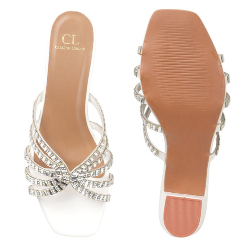 Women's Stylish Multi-Strap Rhinestone Block Heel Sandals
