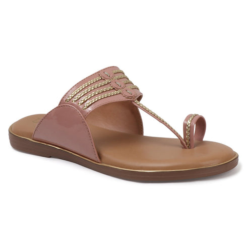 Women's Flat Dual-Strap Woven Metallic Knot Sandals