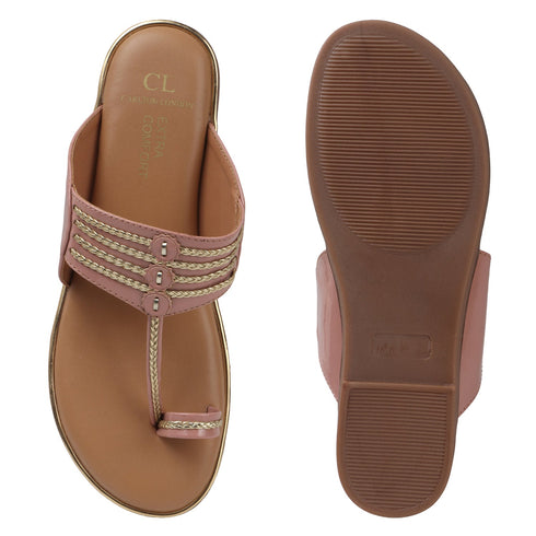 Women's Flat Dual-Strap Woven Metallic Knot Sandals