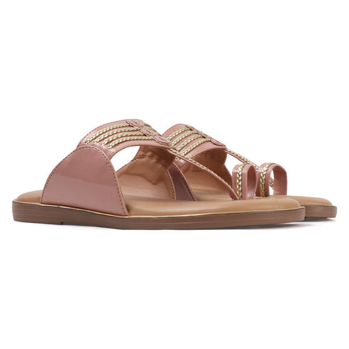 Women's Flat Dual-Strap Woven Metallic Knot Sandals