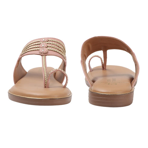 Women's Flat Dual-Strap Woven Metallic Knot Sandals