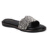 Flat Glamour Women's Sandal with Rhinestone Floral Embellishment