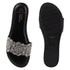 Flat Glamour Women's Sandal with Rhinestone Floral Embellishment