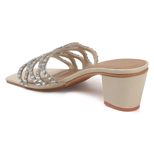 Women's Rhinestone Embellished Block Heel Sandals