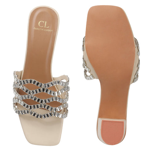 Women's Rhinestone Embellished Block Heel Sandals