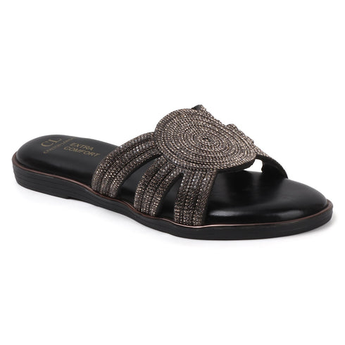 Women's Flat Criss-Cross Strap Glamour Sandals
