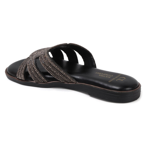 Women's Flat Criss-Cross Strap Glamour Sandals