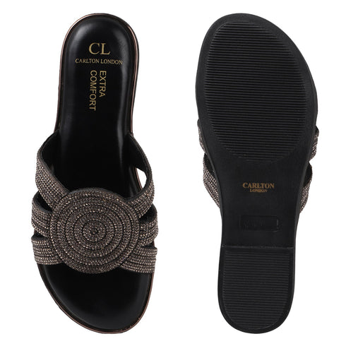 Women's Flat Criss-Cross Strap Glamour Sandals