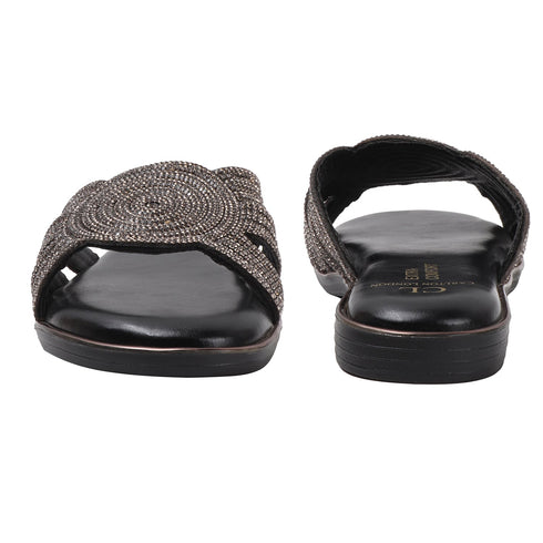 Women's Flat Criss-Cross Strap Glamour Sandals