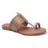 Women's Ethnic Toe-Ring Flat Sandals with Gold Braid and Cut-Outs