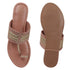 Women's Ethnic Toe-Ring Flat Sandals with Gold Braid and Cut-Outs