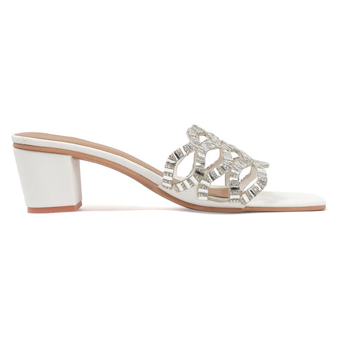 Women's Rhinestone Embellished Block Heel Sandals