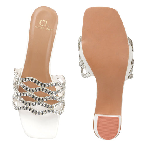 Women's Rhinestone Embellished Block Heel Sandals