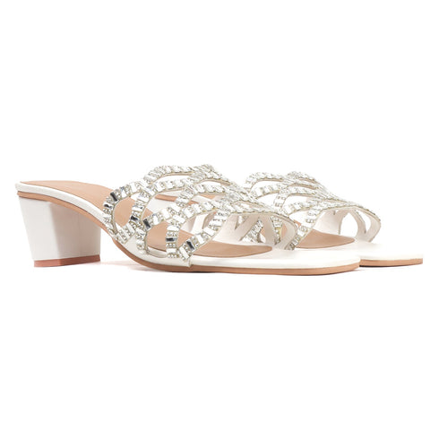 Women's Rhinestone Embellished Block Heel Sandals