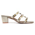 Metallic Gold Studded Triple-Strap Block Heel Sandals