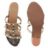 Metallic Gold Studded Triple-Strap Block Heel Sandals