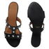 Women's Low Block Heel Sandals with Silver Stud Accents