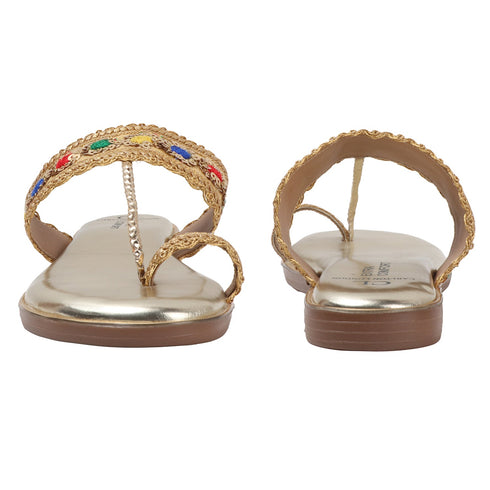 Women's Embroidered Ethnic Toe-Ring Flat Sandals