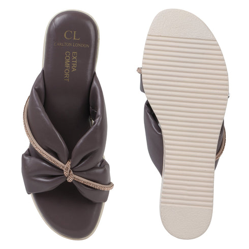 Women's Wedge Sandal with Padded Knot Detail