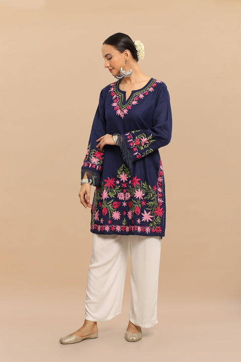 Falak Kashmiri Long Kurta - Blue