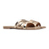 Women's Metallic Gold Crisscross Strap Flat Slide Sandals